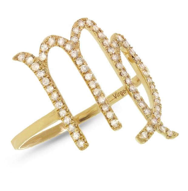 0.26 Ctw 14k Yellow Gold Diamond Zodiac Virgo Ring