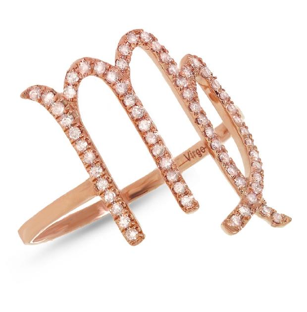 0.26 Ctw 14k Rose Gold Diamond Zodiac Virgo Ring