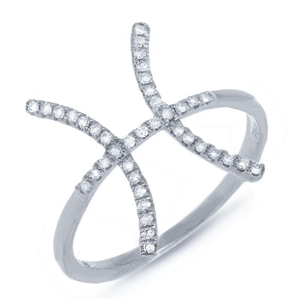 0.16 Ctw 14k White Gold Diamond Zodiac Pisces Ring