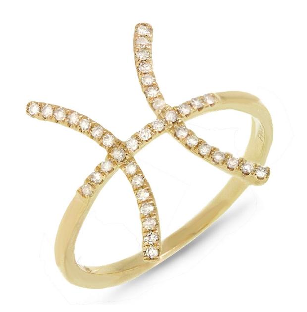 0.16 Ctw 14k Yellow Gold Diamond Zodiac Pisces Ring