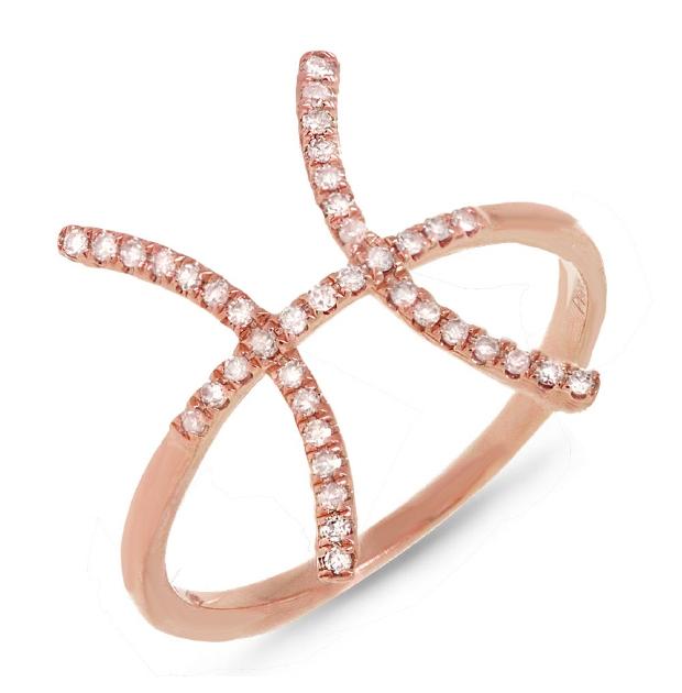 0.16 Ctw 14k Rose Gold Diamond Zodiac Pisces Ring