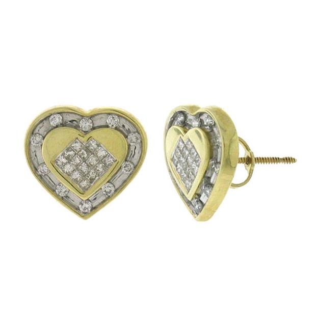 0.50 Ctw 14k Yellow Gold Diamond Invisible Heart Earring