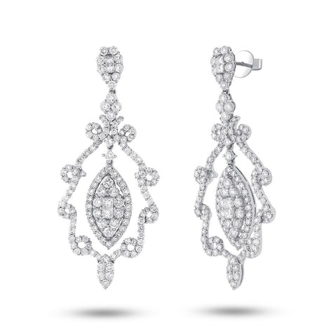 7.31 Ctw 18k White Gold Diamond Chandelier Earring