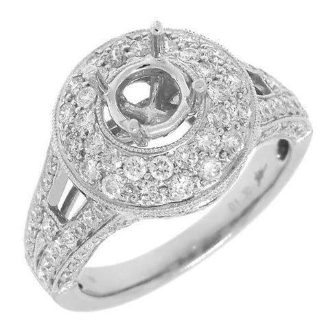 1.30 Ctw 18k White Gold Diamond Semi-mount Ring