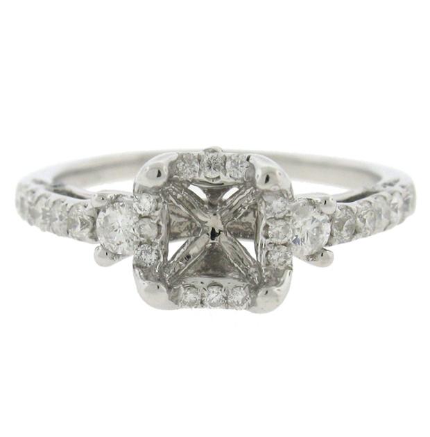 0.46 Ctw 18k White Gold Diamond Semi-mount Ring