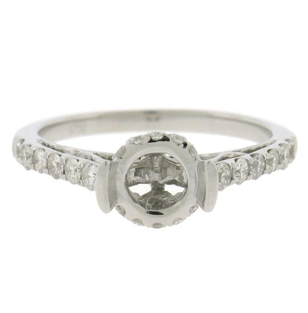 0.44 Ctw 18k White Gold Diamond Semi-mount Ring