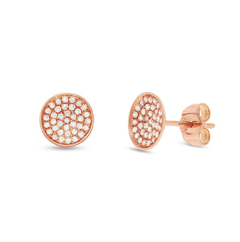 0.19 Ctw 14k Rose Gold Diamond Pave Stud Earring