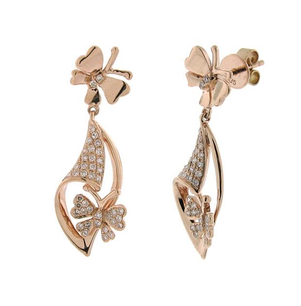 0.25 Ctw 14k Rose Gold Diamond Butterfly Earring