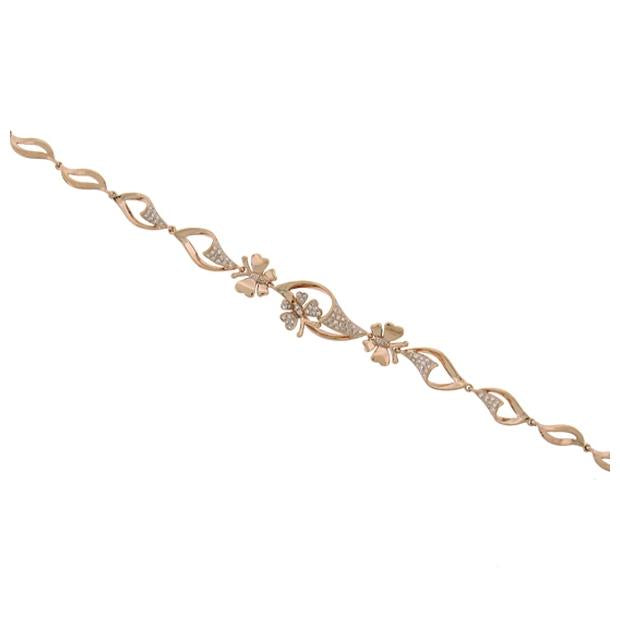 0.30 Ctw 14k Rose Gold Diamond Butterfly Bracelet