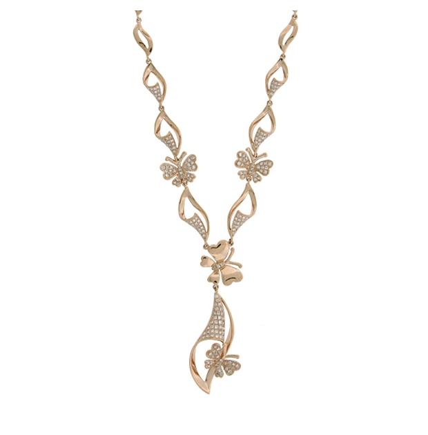 0.75 Ctw 14k Rose Gold Diamond Butterfly Necklace