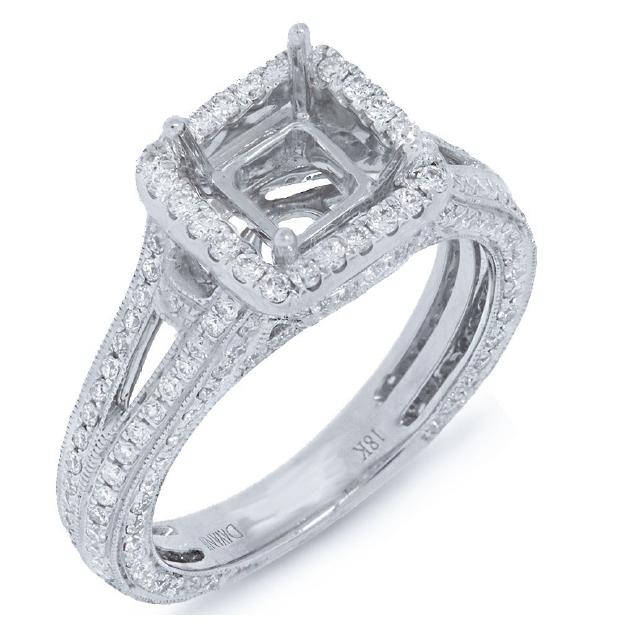 1.00 Ctw 18k White Gold Diamond Semi-mount Ring