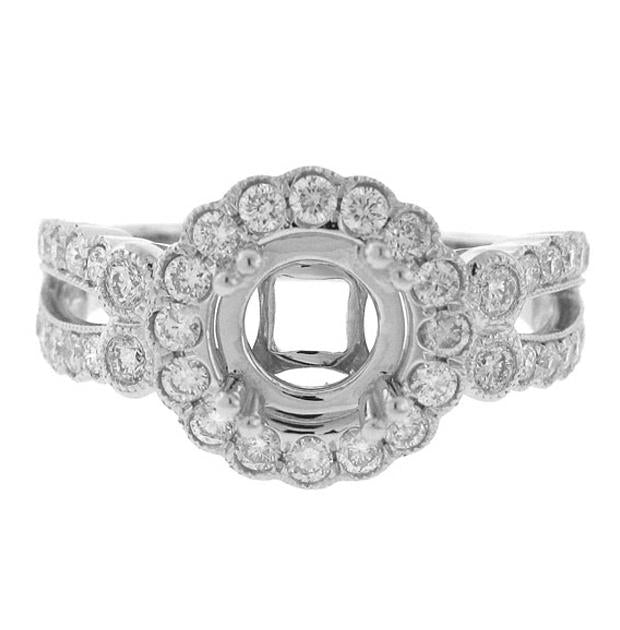 0.75 Ctw 18k White Gold Diamond Semi-mount Ring