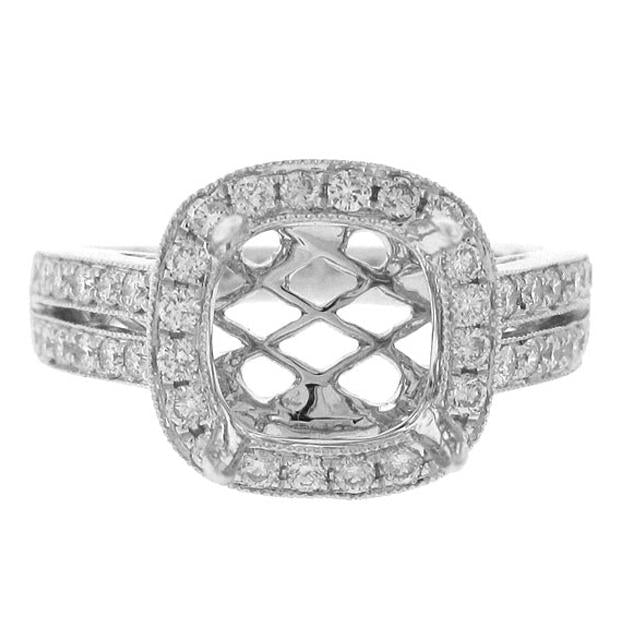 0.80 Ctw 18k White Gold Diamond Semi-mount Ring