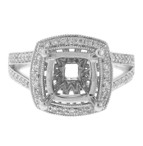 0.55 Ctw 18k White Gold Diamond Semi-mount Ring