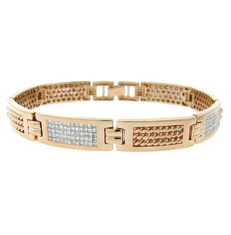 4.20 Ctw 14k Rose Gold Diamond Mens Invisible Bracelet