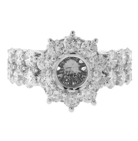 2.60 Ctw 18k White Gold Diamond Semi-mount Ring