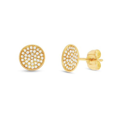 0.19 Ctw 18k Yellow Gold Diamond Pave Stud Earring