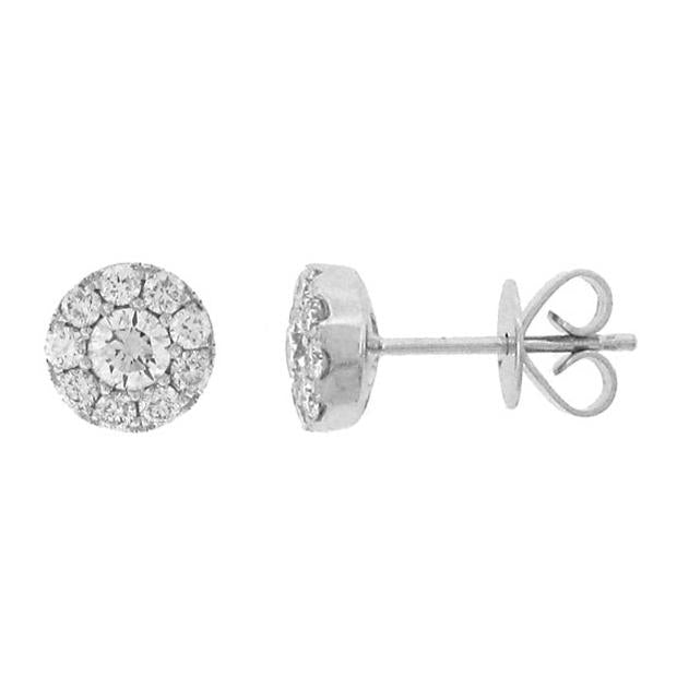 0.60 Ctw 14k White Gold Diamond Cluster Earring