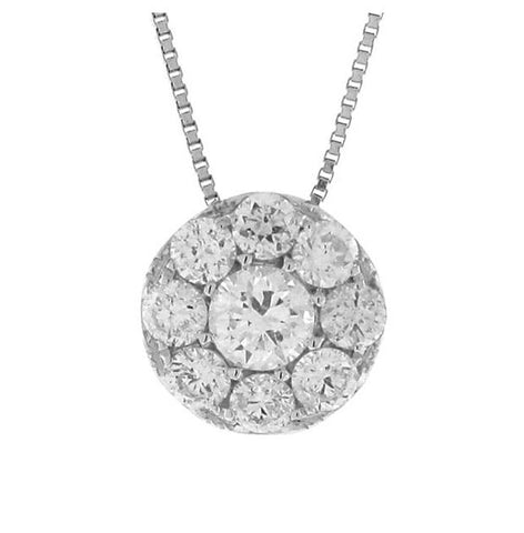 0.50 Ctw 14k White Gold Diamond Cluster Pendant Necklace With 18 Inch Chain