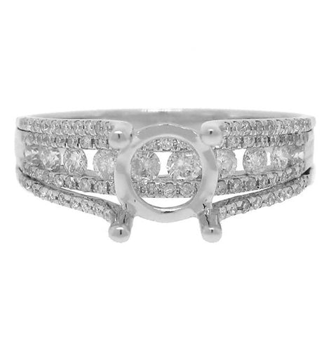 0.60 Ctw 18k White Gold Diamond Semi-mount Ring