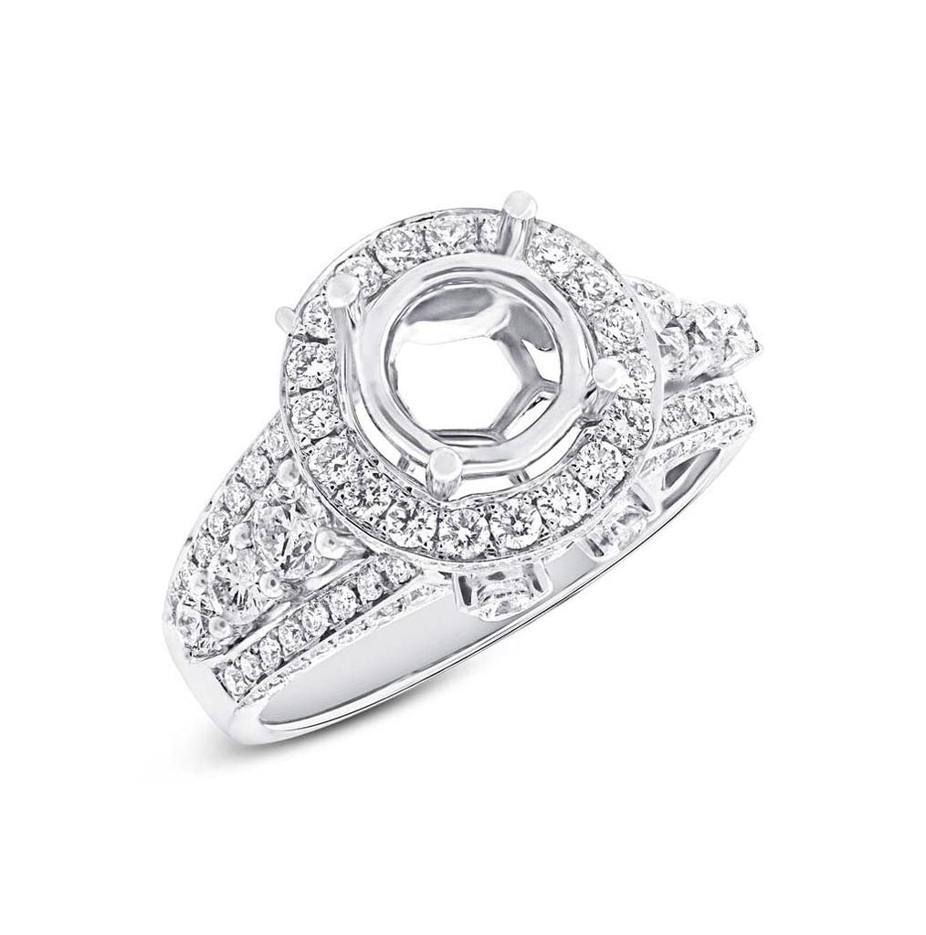 1.65 Ctw 18k White Gold Diamond Semi-mount Ring