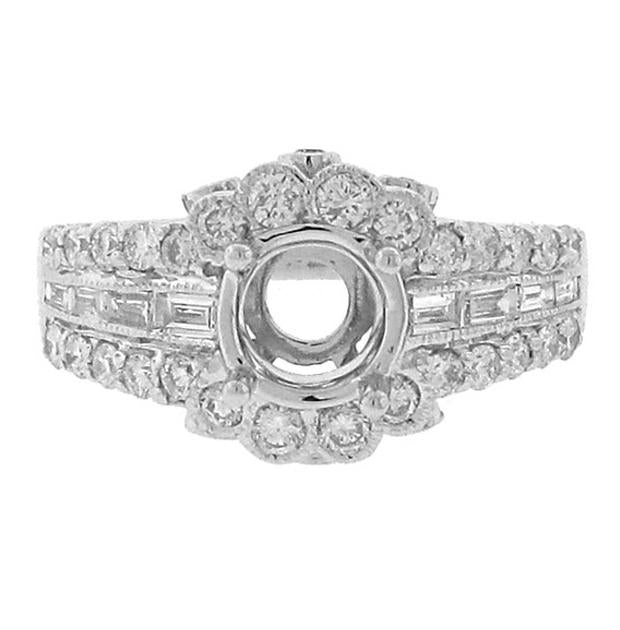 1.05 Ctw 18k White Gold Diamond Semi-mount Ring