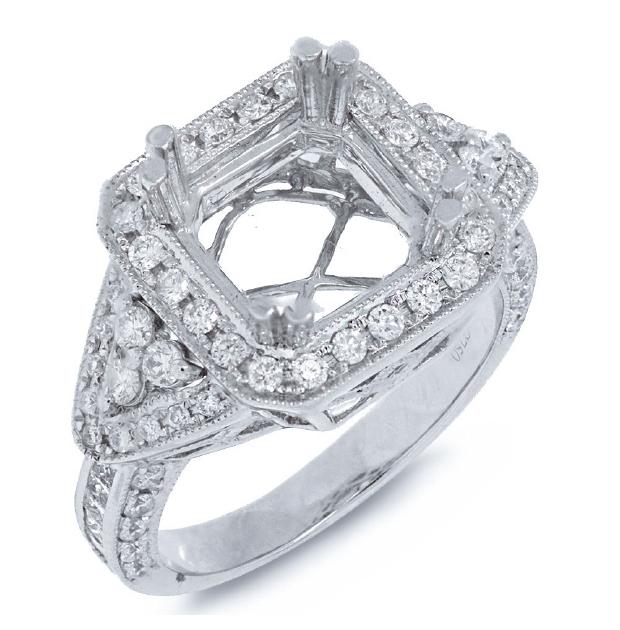 0.95 Ctw 18k White Gold Diamond Semi-mount Ring