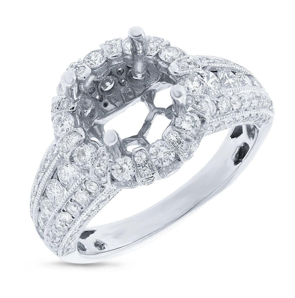 1.25 Ctw 18k White Gold Diamond Semi-mount Ring