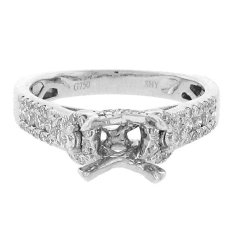 0.55 Ctw 18k White Gold Diamond Semi-mount Ring