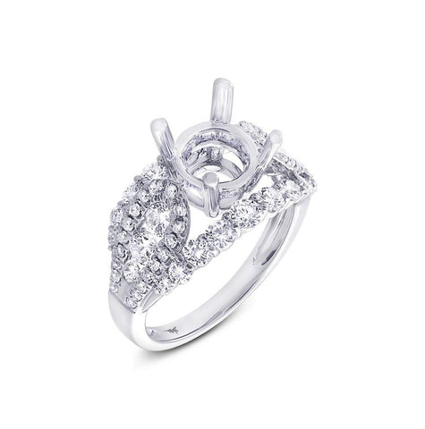 1.90 Ctw 14k White Gold Diamond Semi-mount Ring