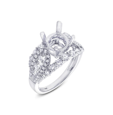 1.90 Ctw 18k White Gold Diamond Semi-mount Ring