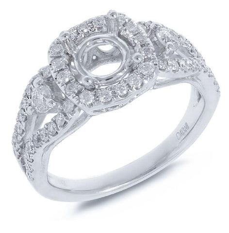 0.70 Ctw 18k White Gold Diamond Semi-mount Ring