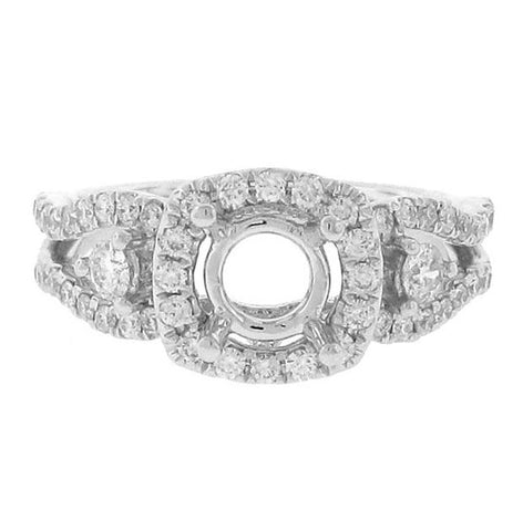 0.70 Ctw 18k White Gold Diamond Semi-mount Ring