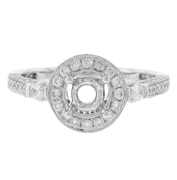 0.80 Ctw 18k White Gold Diamond Semi-mount Ring