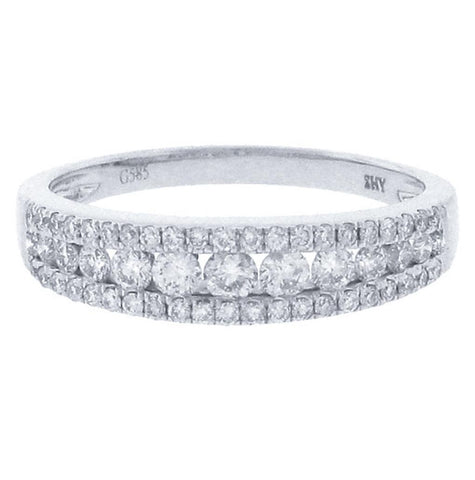 0.60 Ctw 14k White Gold Diamond Womens Band Size 6.5