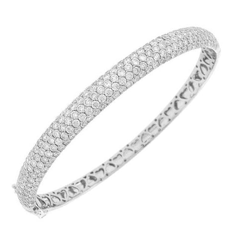 5.25 Ctw 14k White Gold Diamond Bangle Bracelet