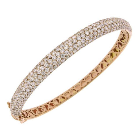 5.25 Ctw 14k Rose Gold Diamond Bangle Bracelet