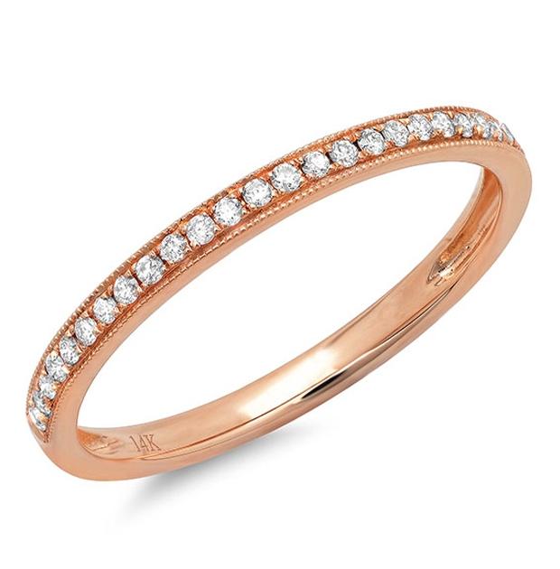 0.12 Ctw 14k Rose Gold Diamond Womens Band