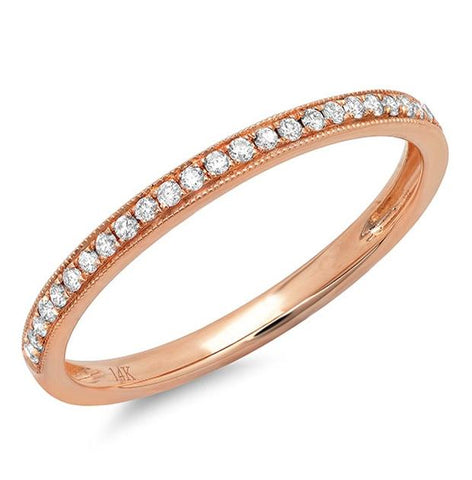 0.12 Ctw 14k Rose Gold Diamond Womens Band