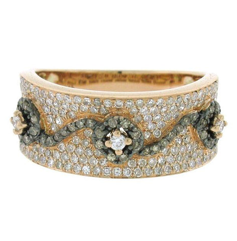 0.80 Ctw 14k Rose Gold White And Champagne Diamond Ring