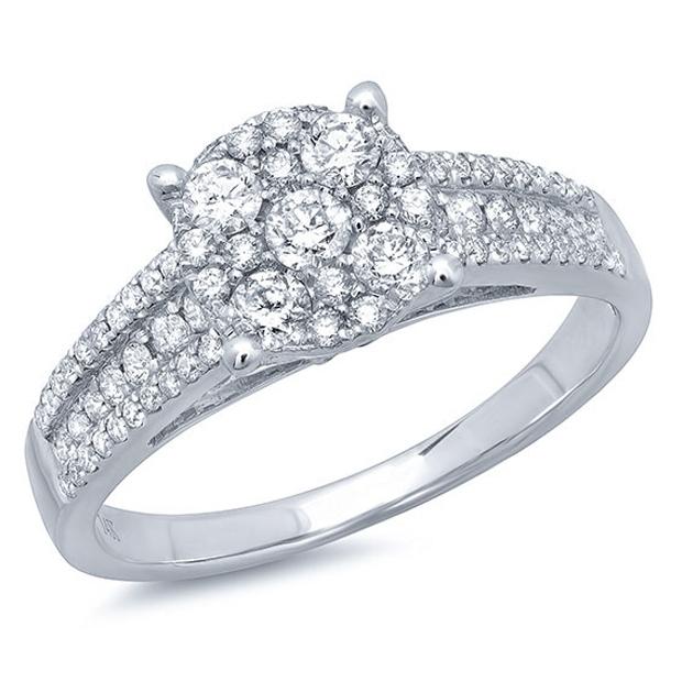 0.75 Ctw 14k White Gold Diamond Womens Ring