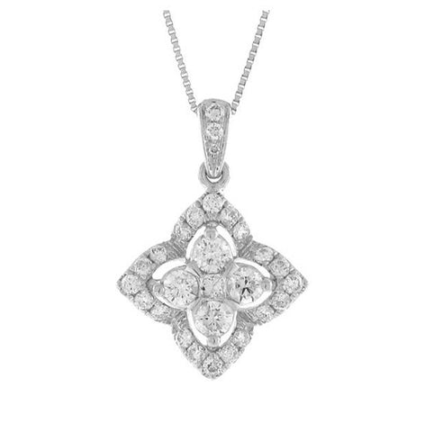 0.55 Ctw 14k White Gold Diamond Pendant Necklace With 18 Inch Chain