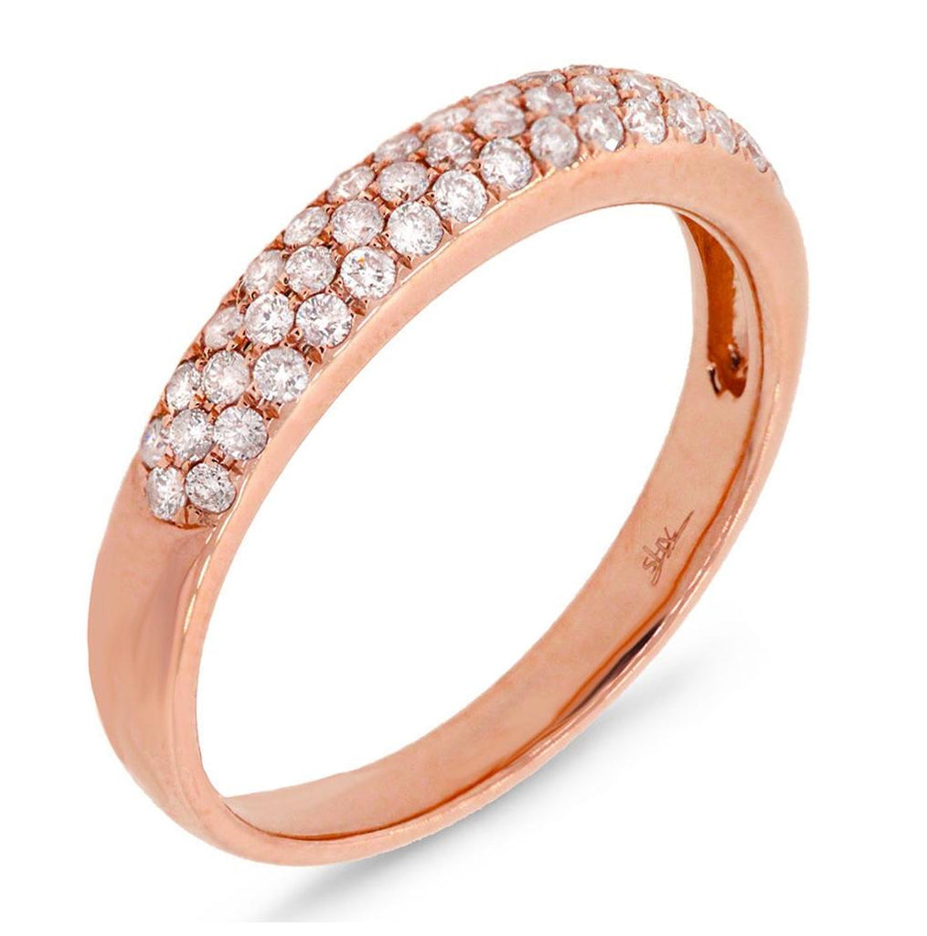 0.38 Ctw 14k Rose Gold Diamond Womens Pave Band Size 6.5