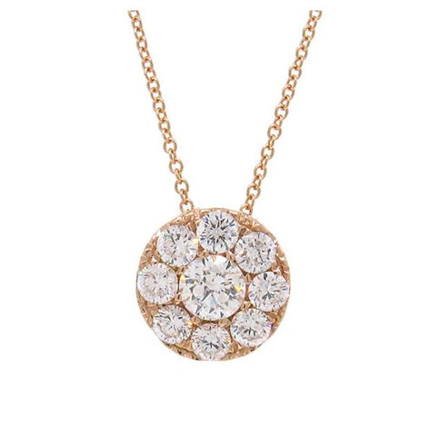 0.80 Ctw 14k Rose Gold Diamond Cluster Pendant Necklace With 18 Inch Chain