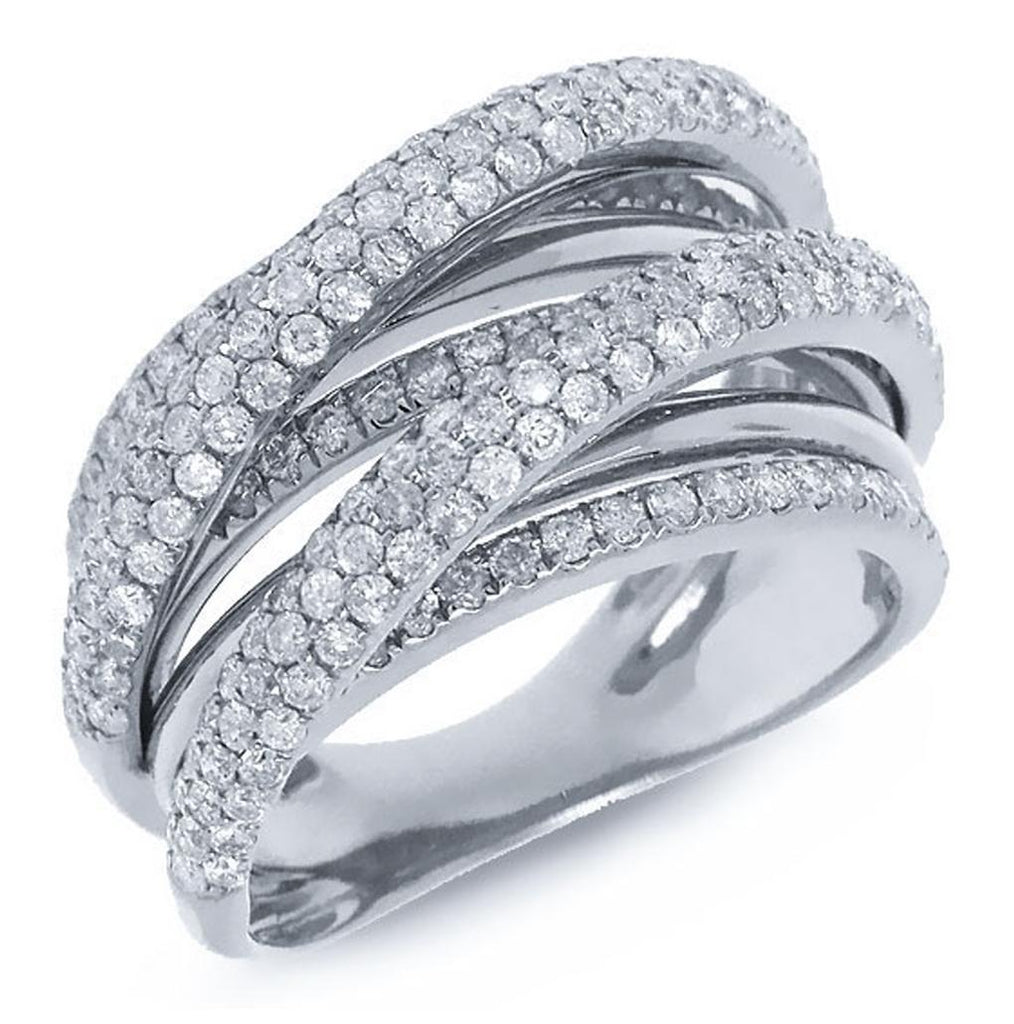 1.75 Ctw 14k White Gold Diamond Bridge Ring Size 9