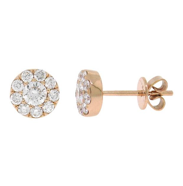 0.75 Ctw 14k Rose Gold Diamond Cluster Earring