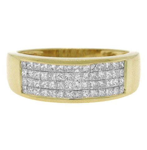 1.10 Ctw 18k Yellow Gold Diamond Invisible Mens Band