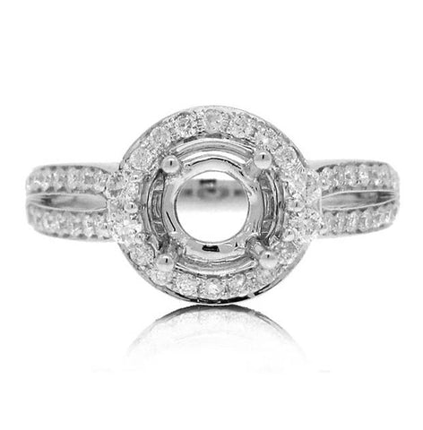 0.65 Ctw 14k White Gold Diamond Semi-mount Ring