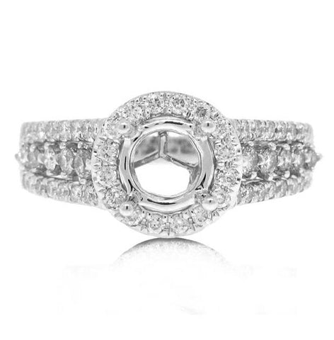 0.65 Ctw 14k White Gold Diamond Semi-mount Ring