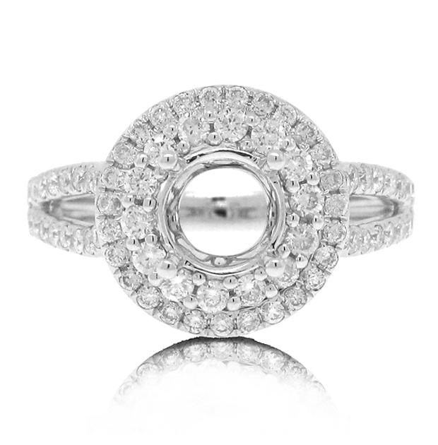 0.80 Ctw 14k White Gold Diamond Semi-mount Ring